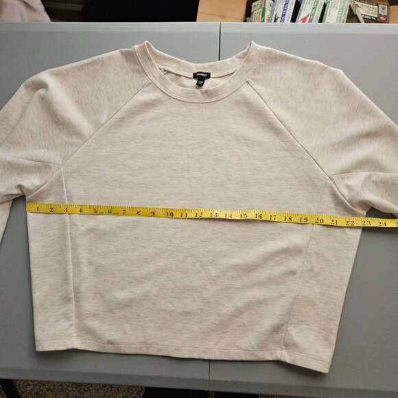 Express Heathered Oatmeal Cropped Sweatshirt Women’s Medium – Raglan Sleeve Soft - Picture 5 of 10